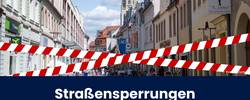 ein rotweißes Absperrband eingefügt vor der Merseburger Innenstadt und der Titel des Artikels