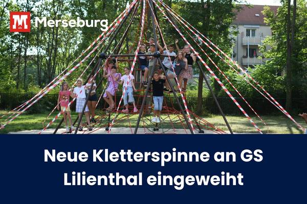 Grundschulkinder auf dem neuen Klettergerüst
