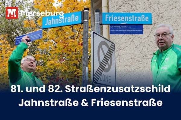 Straßenzusatzschilder für Jahnstraße und Friedrichstraße werden angebracht